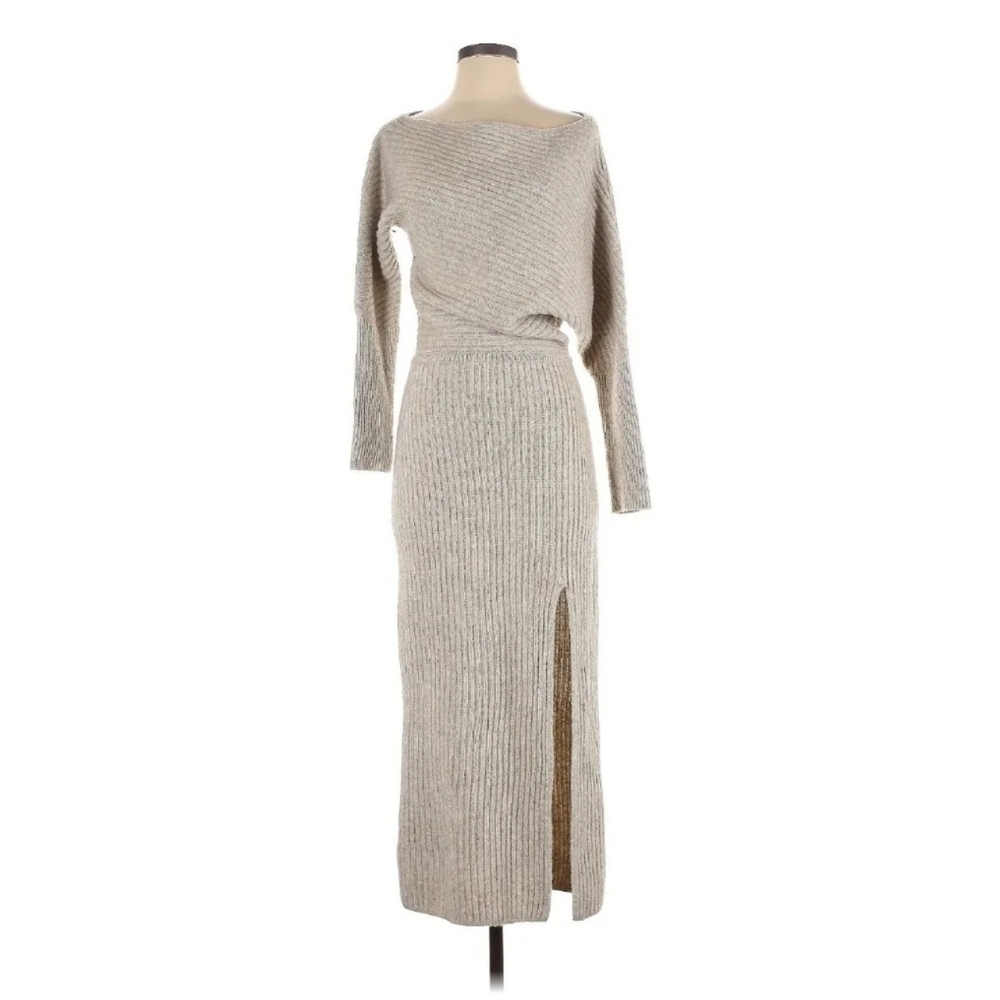NWT BANANA REPUBLIC Colleta Soft Wool Yak Hair Midi Sweater Dress XL Side Slit - Picture 2 of 11